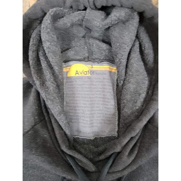 Aviator Nation Womens Small Cropped Dark Gray Hoodie Pullover Sweater w/ Stripe - Picture 3 of 9